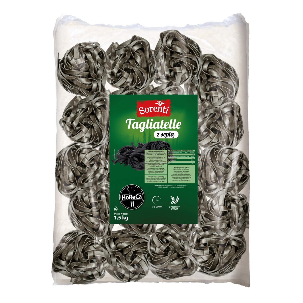 Makaron SORENTI Tagliatelle z sepią 1500g