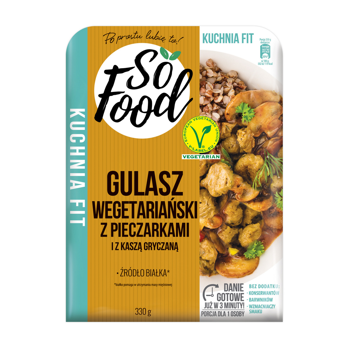So Food Danie gotowe: Gulasz wegetariański z pieczarkami i kaszą gryczaną 330g