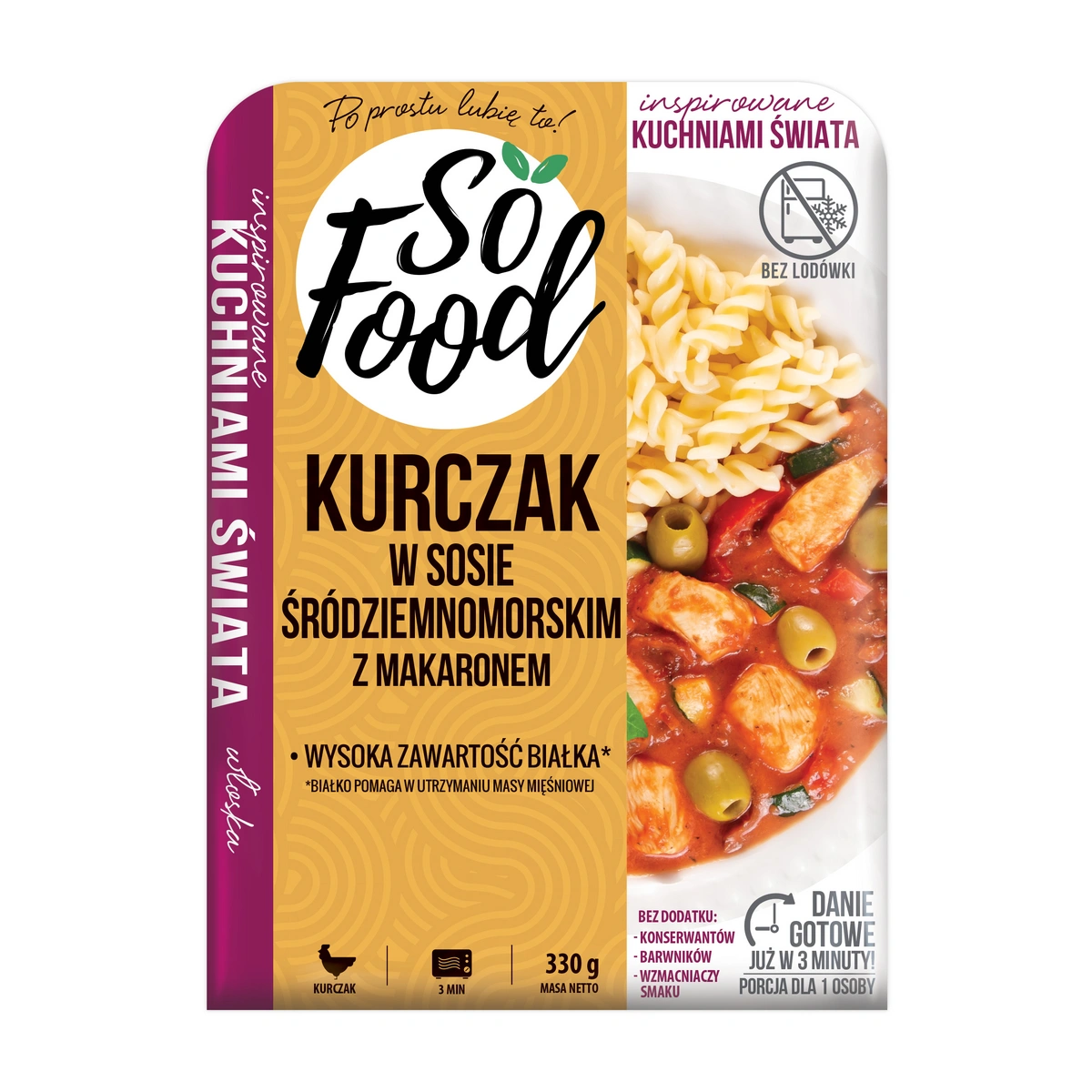 So Food Danie gotowe: Kurczak w sosie śródziemnomorskim z makaronem 330g