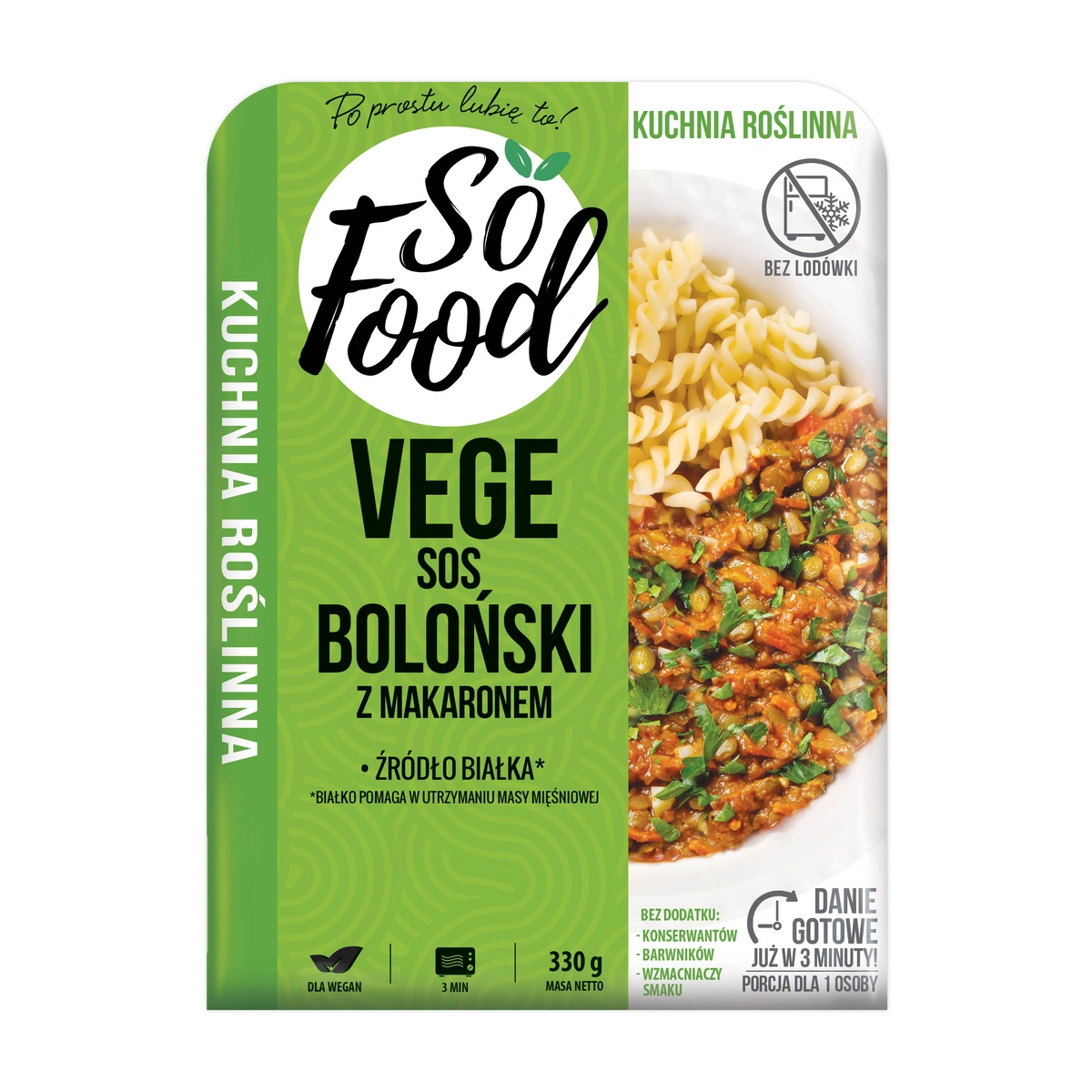 So Food Danie gotowe: Vege sos boloński z makaronem 330g